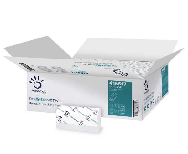PaperNet 2Ply Z-Fold Hand Towels with Dissolve Tech - 200 Sheets x 20 Per Case