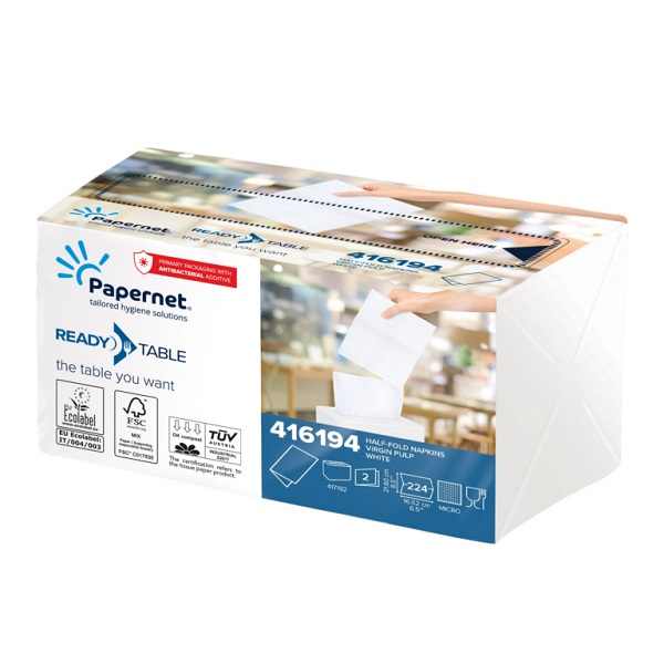 Papernet Interfold Dispenser Napkins 2ply White - 8,000 Per Case 
