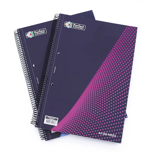 Perfect Stationery A4 Spiral Notebook 250 Pages - 5x Per Pack