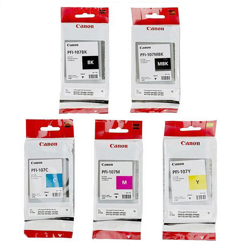 Canon PFI-107BK Black Ink Cartridge - 130ml (Dye Ink) - 1x Per Pack