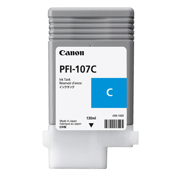 Canon PFI-107C Cyan Ink Cartridge - 130ml (Dye Ink) - 1x Per Pack