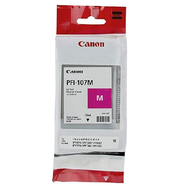 Canon PFI-107C Magenta Ink Cartridge - 130ml (Dye Ink) - 1x Per Pack