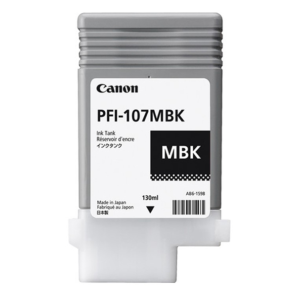 Canon PFI-107MBK Matte Black Ink Cartridge - 130ml (Pigment Ink) - 1x Per Pack
