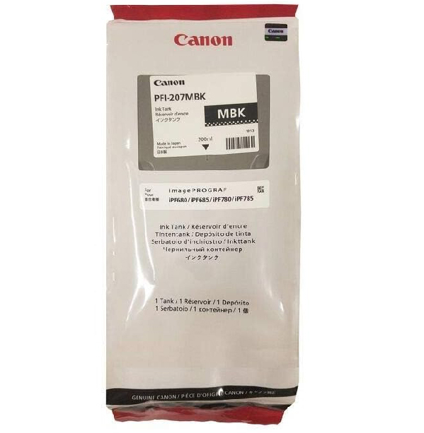 Canon PFI-207MBK Matte Black Ink Cartridge - 300ml (Pigment Ink) - 1x Per Pack