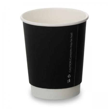 8oz Double Wall - Plain Black Cup - 25x Per Pack