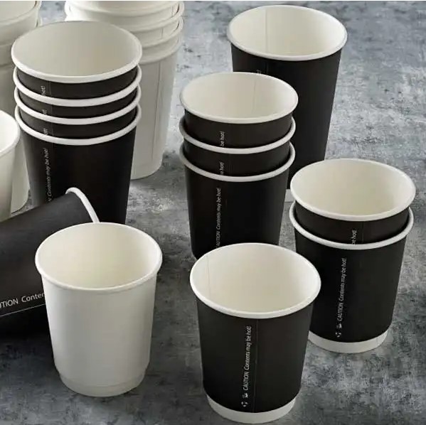 8oz Double Wall - Plain Black Cup - 25x Per Pack