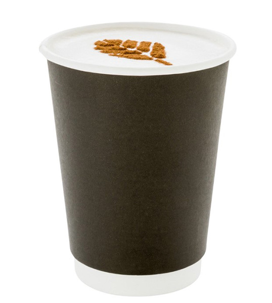 8oz Double Wall - Plain Black Cup - 25x Per Pack