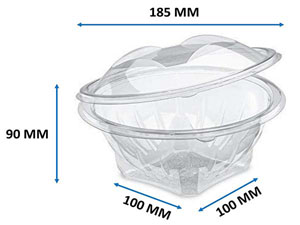 Round Plastic Salad Bowls with Lid 1000cc - 50x Per Pack