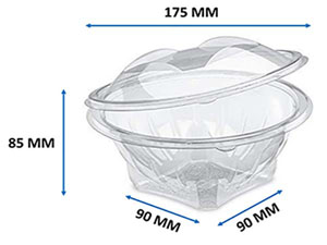 Round Plastic Salad Bowls with Lid 750cc - 50x Per Pack