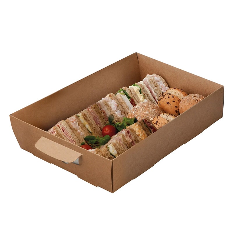 Medium Kraft Platter Base and Platter Box with Window - 25x Per Pack