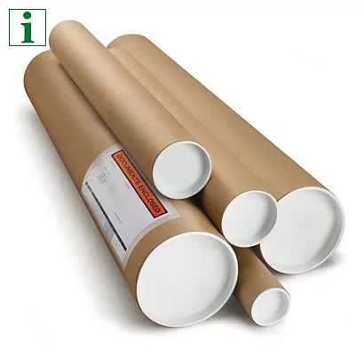 A0 Postal Tubes - 890mm with 76mm Diameter - 12x per Pack