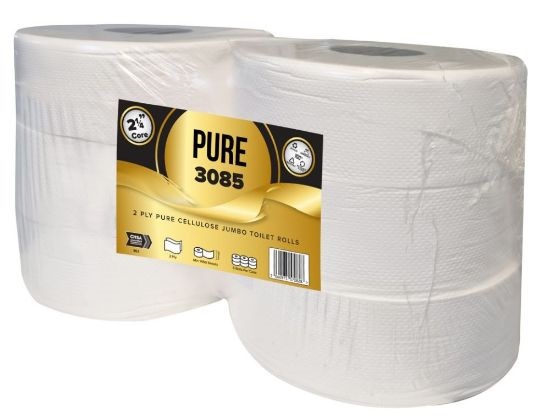 Mini Jumbo 2Ply Toilet Rolls 85mm x 120m - 12x Rolls Per Pack