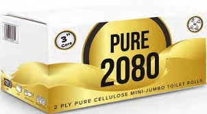 Mini Jumbo 2Ply Toilet Rolls 85mm x 120m - 12x Rolls Per Pack