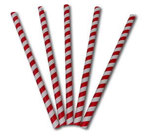 Paper Smoothie Straw Red & White - 9mm x 230mm - 200x Per Pack