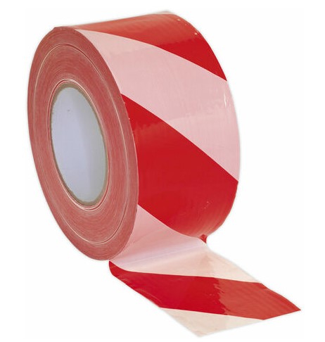Red-White Barrier Tape - 70mm x 500m - 10x Rolls Per Pack