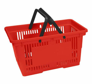 Red Plastic Shopping Basket - 28Litre - 1x Per Pack