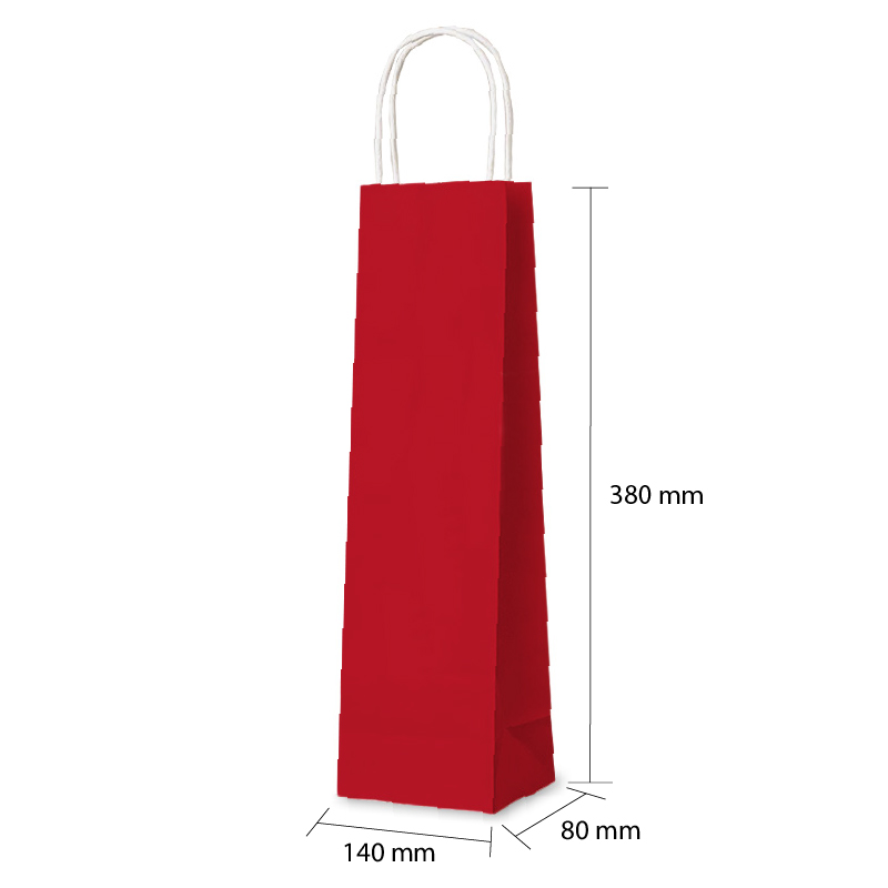 Luxury Bottle Bag with Twisted Handles - Red - 50x Per Pack