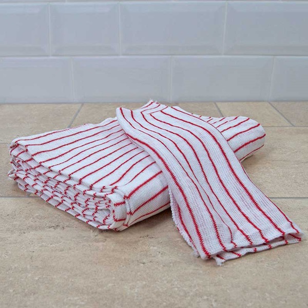 Microfibre General Purpose Cloth Red Stripe 400mm x 400mm 260GSM - 10x Per Pack