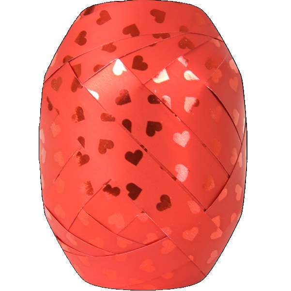 Ribbon Heart Patterned Iridescent Red - 10mm x 10m  - 1x Roll Per Pack