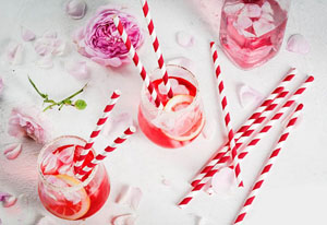 Paper Straws Red & White - 6mm x 195mm - 100x Per Pack