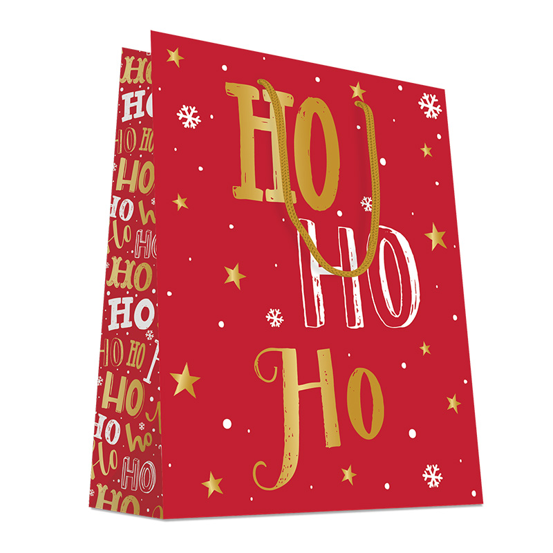 Luxury Christmas Gift Bag with Rope Handles - Design HoHoHo - Extra Large Size - 20x Per Pack