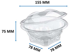 Round Plastic Salad Bowls with Lid 500cc - 50x Per Pack