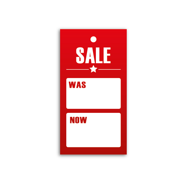 Strung Pricing Tags - Sale  45mm x 85mm - 100 Per Pack