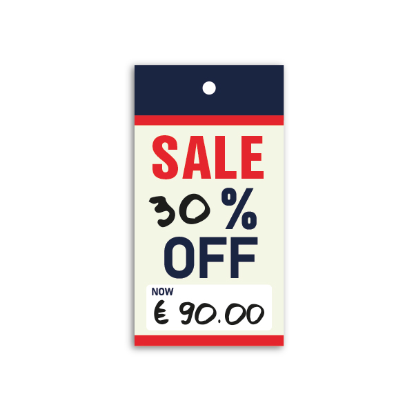 Strung Pricing Tags - Sale 45mm x 85mm - 100 Per Pack