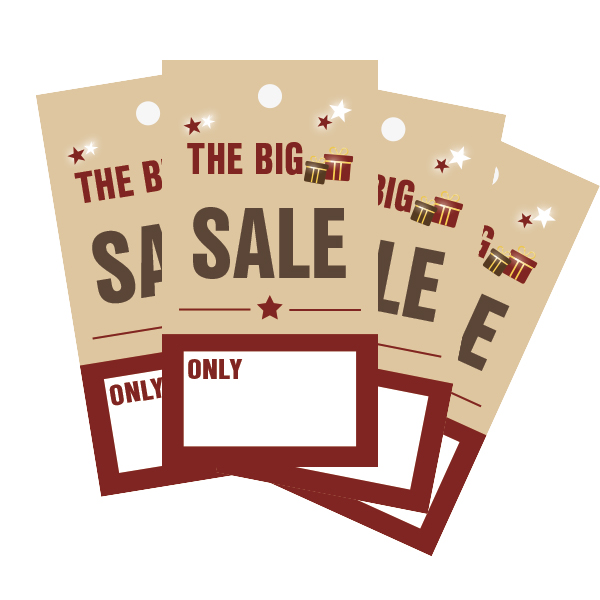 Strung Pricing Tags - Big Sale 45mm x 85mm - 100 Per Pack