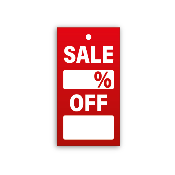 Strung Pricing Tags - Sale  45mm x 85mm - 100 Per Pack