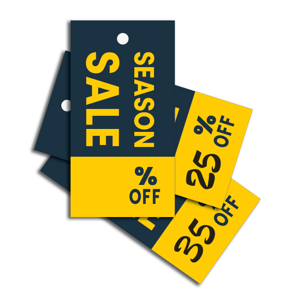 Strung Pricing Tags - Season Sale -  Off 45mm x 85mm - 100 Per Pack