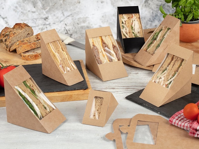 Kraft Compostable Front loading Sandwich Pack 123x52x123mm - 500x Per Pack