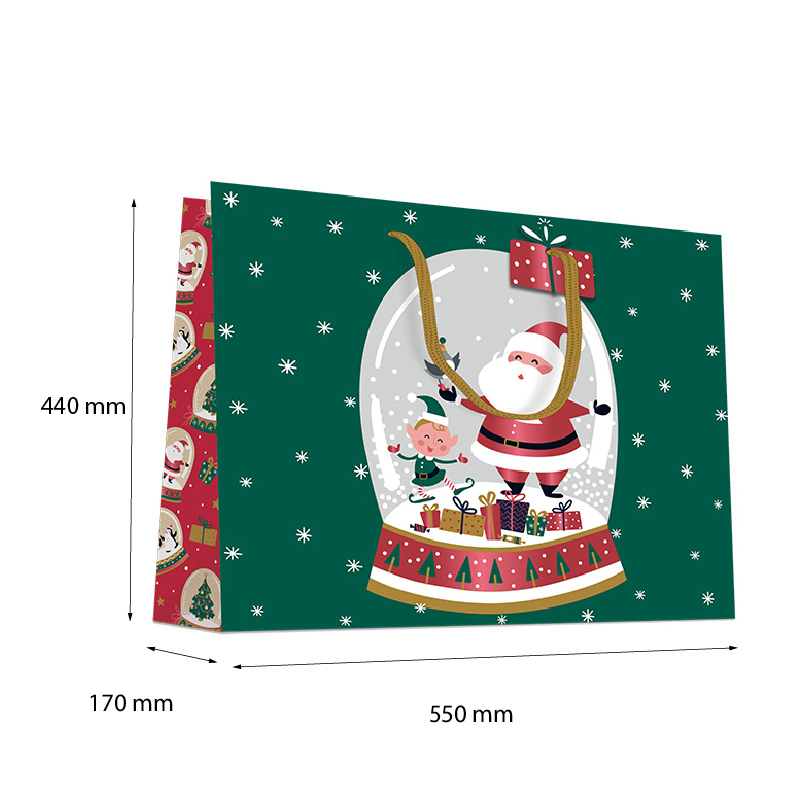 Luxury Christmas Gift Bag with Rope Handles - Design Santa - Wide Extra Large Size - 20x Per Pack