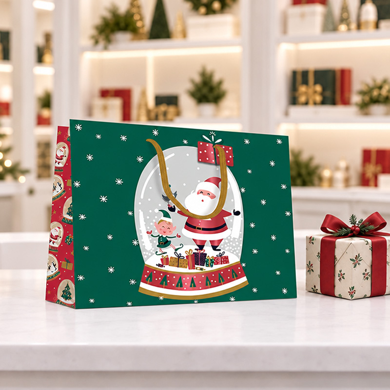 Luxury Christmas Gift Bag with Rope Handles - Design Santa - Wide Extra Large Size - 20x Per Pack