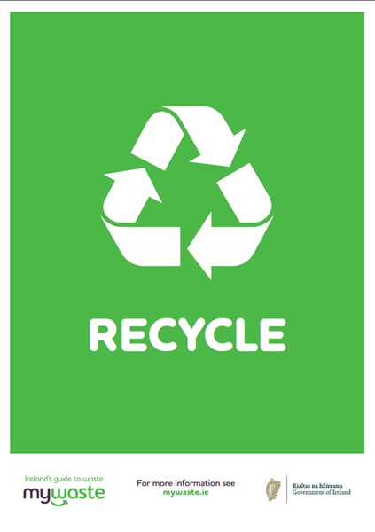 Label A5 - Recycle Waste Green - 1x Per Pack