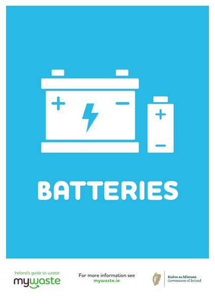  Label A5 - Recycle Waste Batteries - 1x Per Pack