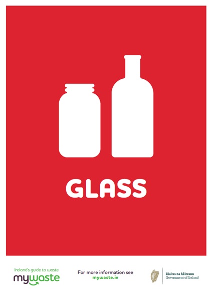  Label A5 - Recycle  Waste Glass - 1x Per Pack