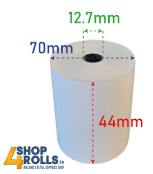 44mm x 70mm x 12.7mm Plain Paper Till Rolls