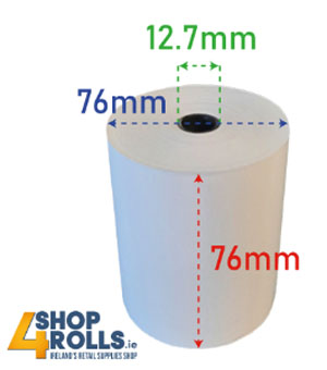 1 Ply 76mm x 76mm x 12.7mm - Plain Paper Kitchen Till Rolls