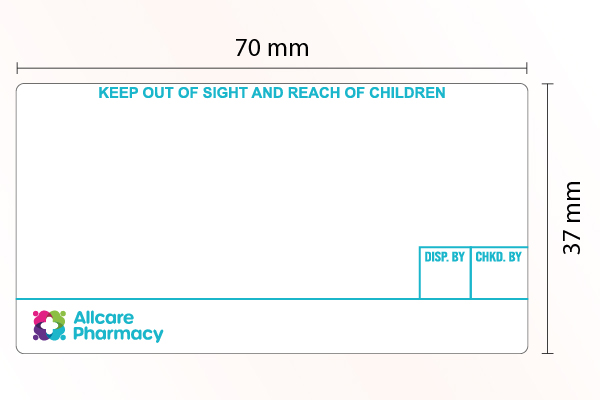 Pharmacy Labels - Allcare 37mm x 70mm - 1000x Labels Per Roll