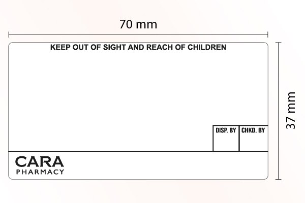 Pharmacy Labels Cara 37mm x 70mm - 1000x Labels Per Roll