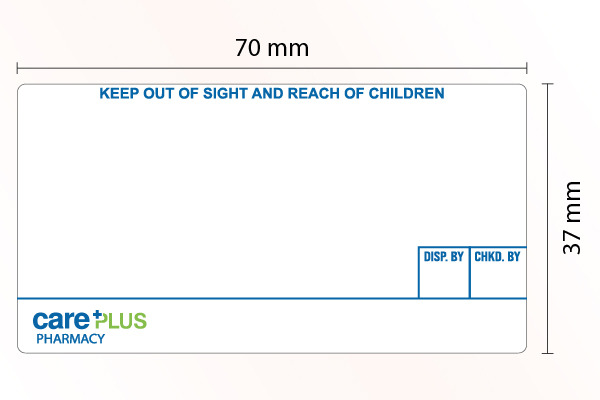 Pharmacy Labels Care Plus 37mm x 70mm - 1000x Labels Per Roll