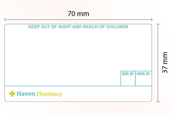 Pharmacy Labels Haven 37mm x 70mm - 1000x Labels Per Roll