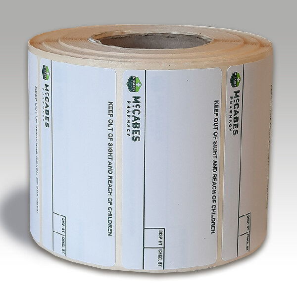 Pharmacy Labels McCabes 37mm x 70mm - 1000x Labels Per Roll