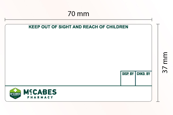 Pharmacy Labels McCabes 37mm x 70mm - 1000x Labels Per Roll