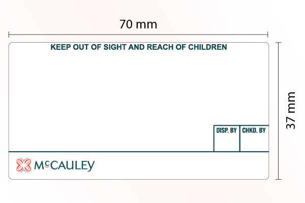 Pharmacy Labels McCauley 37mm x 70mm - 1000x Labels Per Roll