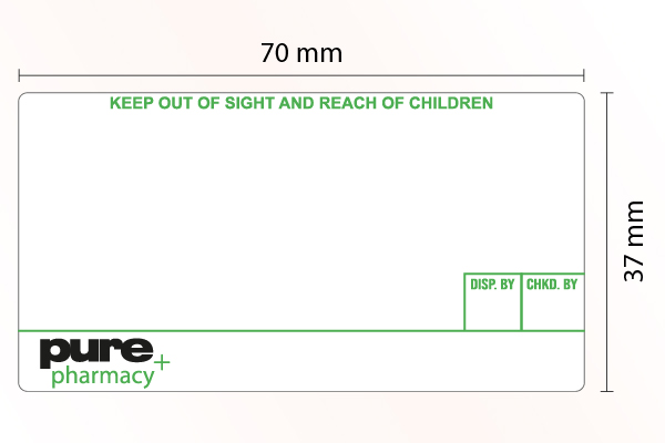 Pharmacy Labels Pure 37mm x 70mm - 1000x Labels Per Roll