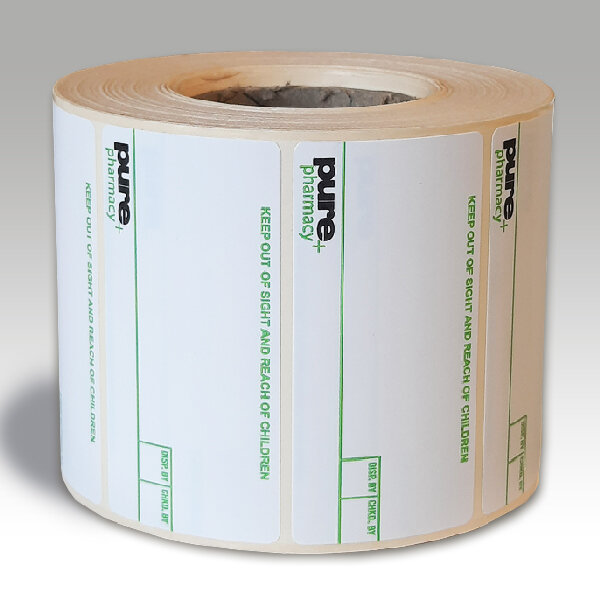 Pharmacy Labels Pure 37mm x 70mm - 1000x Labels Per Roll