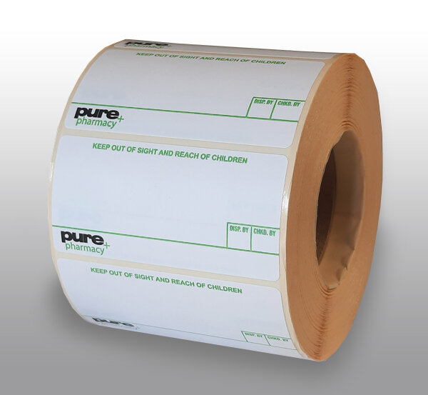 Pharmacy Labels Pure 37mm x 70mm - 1000x Labels Per Roll