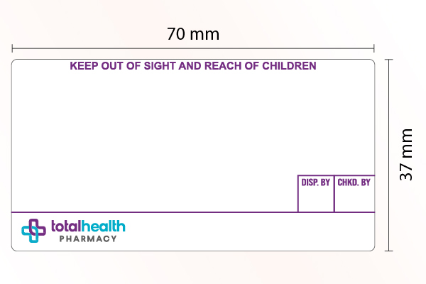Pharmacy Labels Total Health 37mm x 70mm - 1000x Labels Per Roll